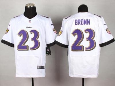 Nike Baltimore Ravens #23 Chykie Brown White Men's Stitched Elite NFL Jersey