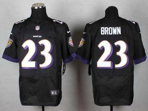 Nike Baltimore Ravens #23 Chykie Brown Black Men's Stitched Elite NFL Jersey