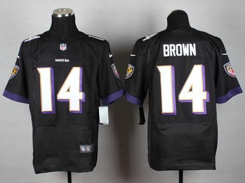 Nike Baltimore Ravens #14 Marlon Brown Black Men's Stitched Elite NFL Jersey