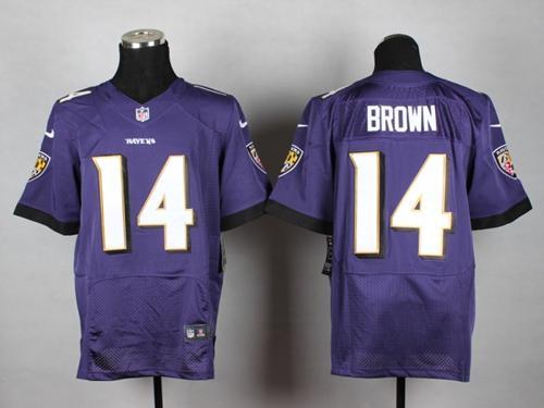 Nike Baltimore Ravens #14 Marlon Brown Purple Team Color Men's Stitched Elite NFL Jersey
