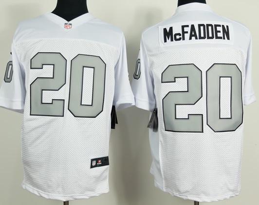 Nike Oakland Raiders #20 Darren McFadden White Silver No. Men's Stitched NFL Elite Jersey