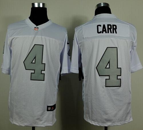 Nike Oakland Raiders #4 Derek Carr White Silver No. Men's Stitched NFL Elite Jersey