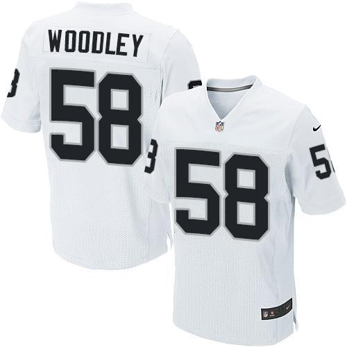 Nike Oakland Raiders #58 LaMarr Woodley White Men's Stitched NFL Elite Jersey