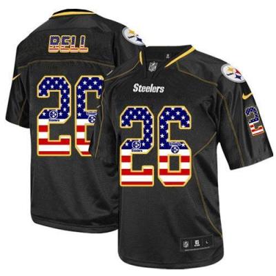 Nike Pittsburgh Steelers #26 Le'Veon Bell Black USA Flag Fashion Stitched Elite NFL Jerseys