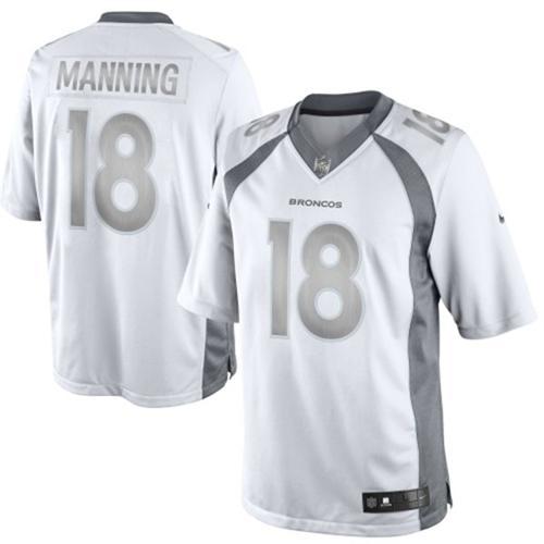 Nike Denver Broncos #18 Peyton Manning White Men's Stitched Limited Platinum NFL Jersey