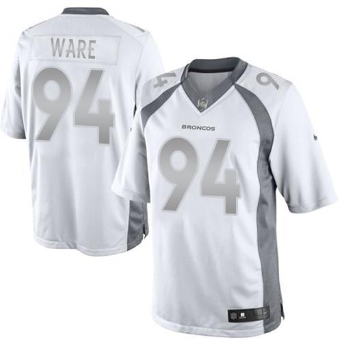 Nike Denver Broncos #94 DeMarcus Ware White Men's Stitched Limited Platinum NFL Jersey