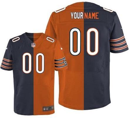 Nike Chicago Bears Customized Navy Blue Orange Mens Stitched Elite Split NFL Jersey