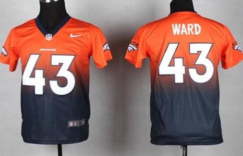 Kids Nike Denver Broncos #43 T.J. Ward Orange Blue Stitched Fadeaway Fashion NFL Elite Jersey