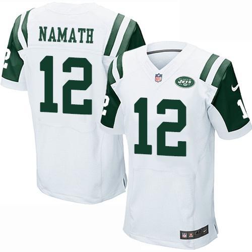 Nike New York Jets #12 Joe Namath White Men's Stitched NFL Elite Jersey