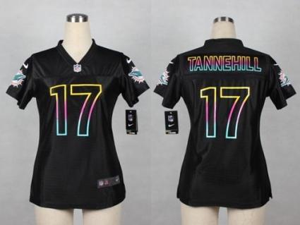 Women Nike Miami Dolphins #17 Ryan Tannehill Black Fashion NFL Jerseys