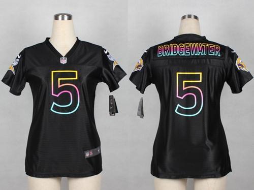 Women Nike Minnesota Vikings #5 Teddy Bridgewater Black Fashion NFL Jerseys