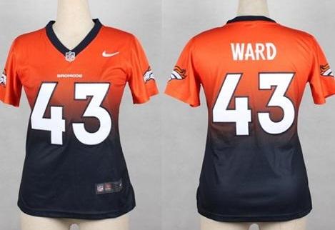 Women Nike Denver Broncos #47 T.J. Ward Orange Blue Fadeaway Fashion Stitched Elite NFL Jerseys