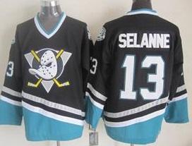 Anaheim Ducks 13 Teemu Selanne Black NHL Hockey Jersey