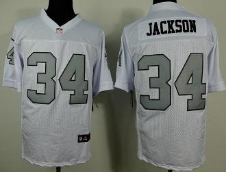Nike Oakland Raiders 34 Bo.Jackson White Silver No. Men's Stitched NFL Elite Jersey