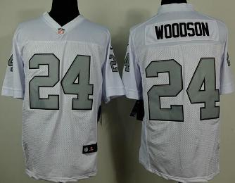Nike Oakland Raiders 24 Charles Woodson White Silver No. Men's Stitched NFL Elite Jersey