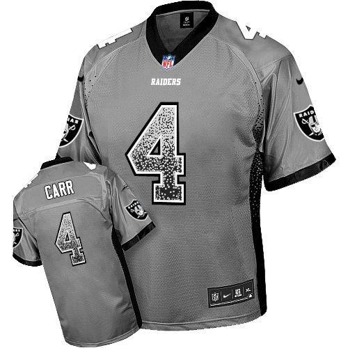 Youth Nike Oakland Raiders 4 Derek Carr Grey Stitched Drift Fashion NFL Jerseys