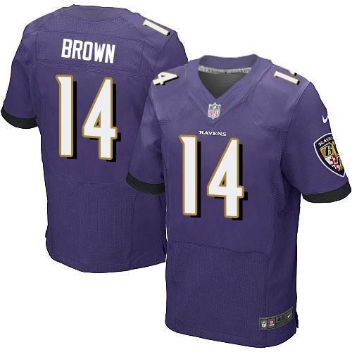 Nike Baltimore Ravens 14 Marlon Brown Purple Team Color Stitched NFL Elite Jersey