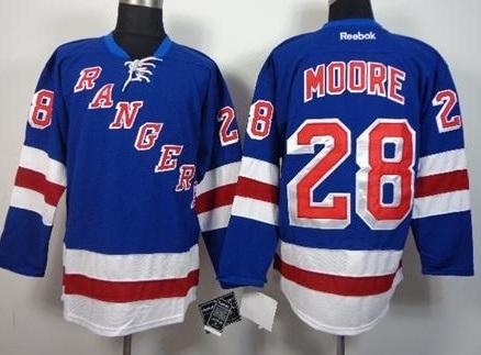 New York Rangers 28 Dominic Moore Blue Home Stitched NHL Jersey