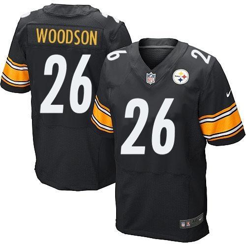 Nike Pittsburgh Steelers 26 Rod Woodson Black Team Color Stitched NFL Elite Jersey