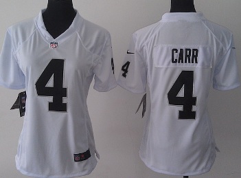 Women Nike Oakland Raiders 4 Derek Carr White NFL Jerseys