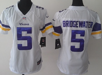 Women Nike Minnesota Vikings 5 Teddy Bridgewater White NFL Jerseys