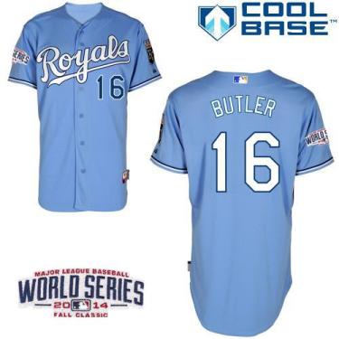 Kansas City Royals #16 Billy Butler Light Blue 2014 World Series Patch Stitched MLB Baseball Jersey