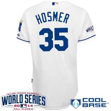 Kansas City Royals #35 Eric Hosmer White 2014 World Series Patch Stitched MLB Baseball Jersey