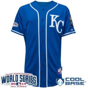 Kansas City Royals Blank Blue 2014 World Series Patch Stitched MLB Baseball Jersey
