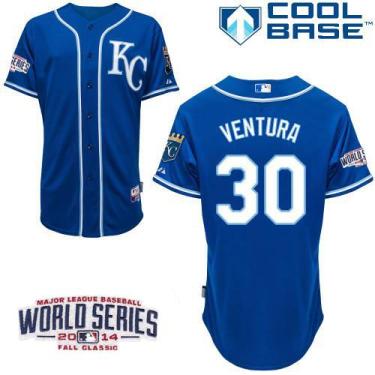 Kansas City Royals #30 Yordano Ventura Blue 2014 World Series Patch Stitched MLB Baseball Jersey