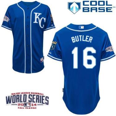 Kansas City Royals #16 Billy Butler Blue 2014 World Series Patch Stitched MLB Baseball Jersey
