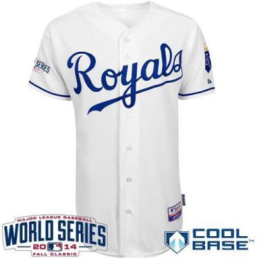 Youth Kansas City Royals Blank White 2014 World Series Patch Stitched MLB Baseball Jersey