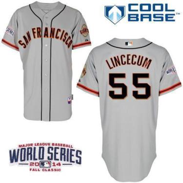 Youth San Francisco Giants #55 Tim Lincecum Grey 2014 World Series Patch Stitched MLB Baseball Jersey