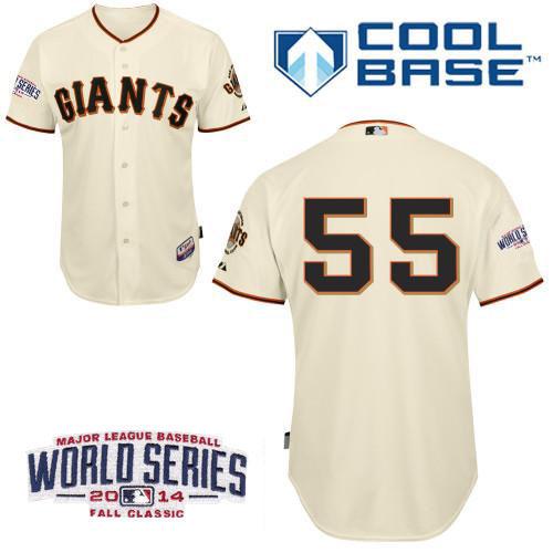 Youth San Francisco Giants #55 Tim Lincecum Cream 2014 World Series Patch Stitched MLB Baseball Jersey