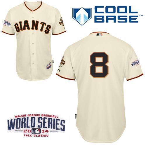 San Francisco Giants #8 Hunter Pence Cream 2014 World Series Patch Stitched MLB Baseball Jersey