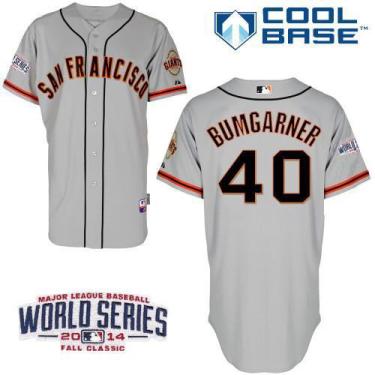 San Francisco Giants #40 Madison Bumgarner Grey 2014 World Series Patch Stitched MLB Baseball Jersey