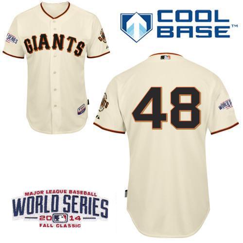San Francisco Giants #48 Pablo Sandoval Cream 2014 World Series Patch Stitched MLB Baseball Jersey