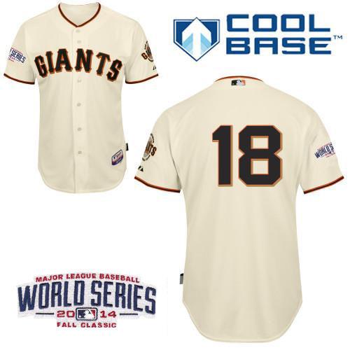San Francisco Giants #18 Matt Cain Cream 2014 World Series Patch Stitched MLB Baseball Jersey