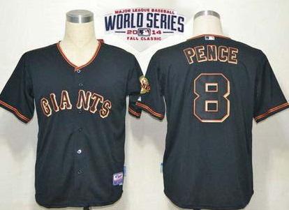 San Francisco Giants #8 Hunter Pence Black 2014 World Series Patch Stitched MLB Baseball Jersey