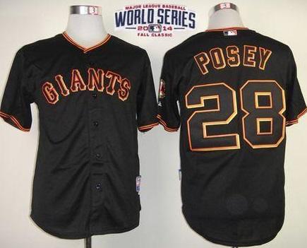 San Francisco Giants #28 Buster Posey Black 2014 World Series Patch Stitched MLB Baseball Jersey