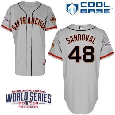 San Francisco Giants #48 Pablo Sandoval Grey 2014 World Series Patch Stitched MLB Baseball Jersey
