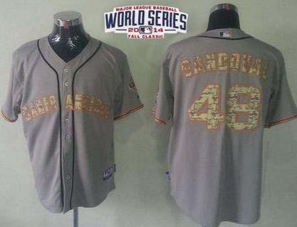 San Francisco Giants #48 Pablo Sandoval Grey USMC 2014 World Series Patch Stitched MLB Baseball Jersey