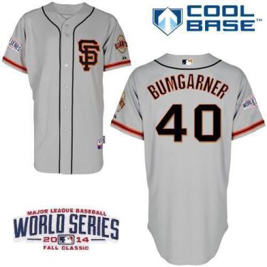 San Francisco Giants #40 Madison Bumgarner Grey 2014 World Series Patch Stitched MLB Baseball Jersey SF