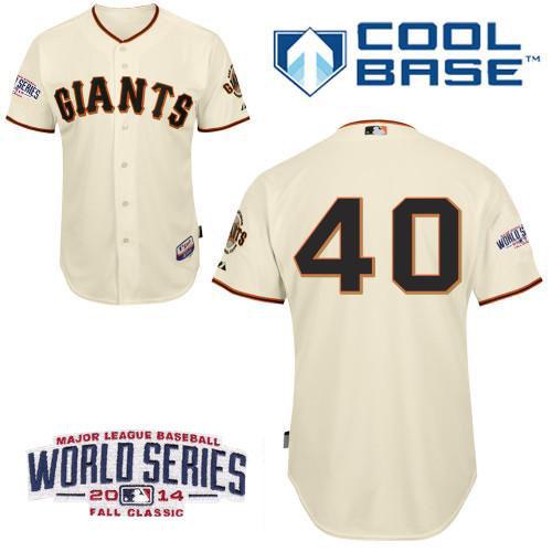 San Francisco Giants #40 Madison Bumgarner Cream 2014 World Series Patch Stitched MLB Baseball Jersey