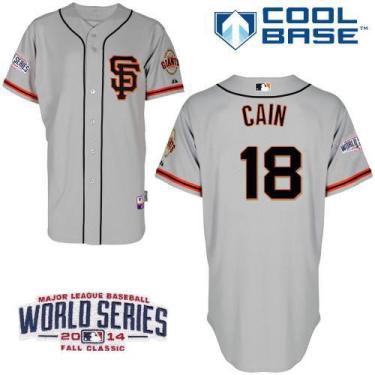 San Francisco Giants #18 Matt Cain Grey 2014 World Series Patch Stitched MLB Baseball Jersey SF