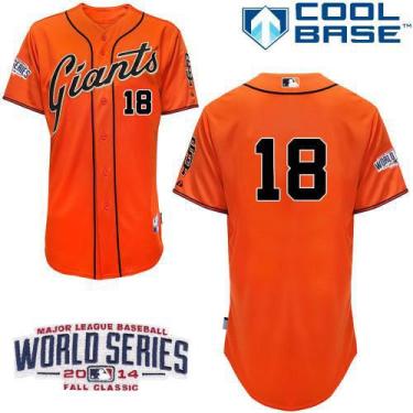 San Francisco Giants #18 Matt Cain Orange 2014 World Series Patch Stitched MLB Baseball Jersey