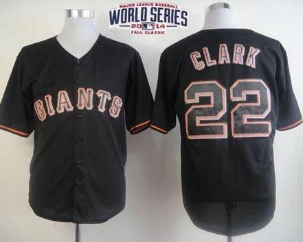 San Francisco Giants #22 Will Clark Black Fashion 2014 World Series Patch Stitched MLB Baseball Jersey
