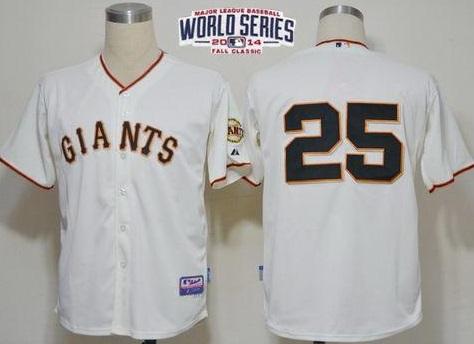 San Francisco Giants #25 Barry Bonds Cream 2014 World Series Patch Stitched MLB Baseball Jersey
