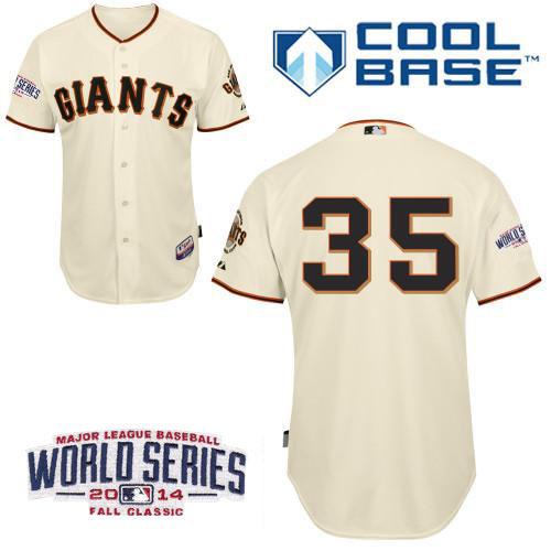 San Francisco Giants #35 Brandon Crawford Cream 2014 World Series Patch Stitched MLB Baseball Jersey