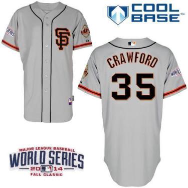 San Francisco Giants #35 Brandon Crawford Grey 2014 World Series Patch Stitched MLB Baseball Jersey SF