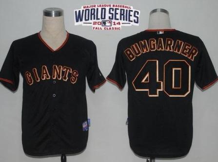 San Francisco Giants #40 Madison Bumgarner Black 2014 World Series Patch Stitched MLB Baseball Jersey